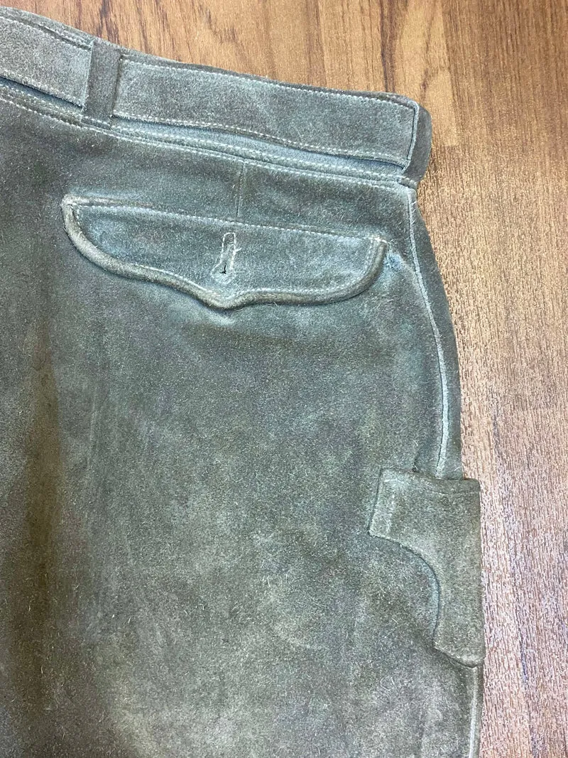 Vintage Lederhose Herren Kniebund Gr. 50 – grau echte Trachtenhose