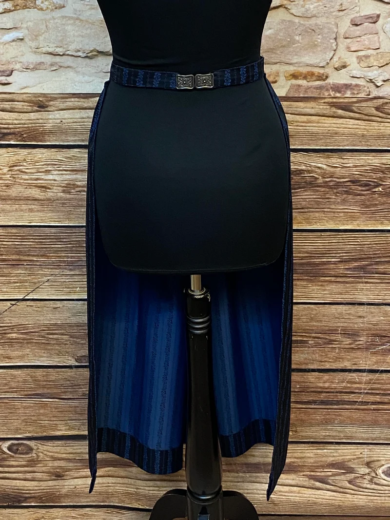 Vintage Dirndlschürze blau schwarz - lang