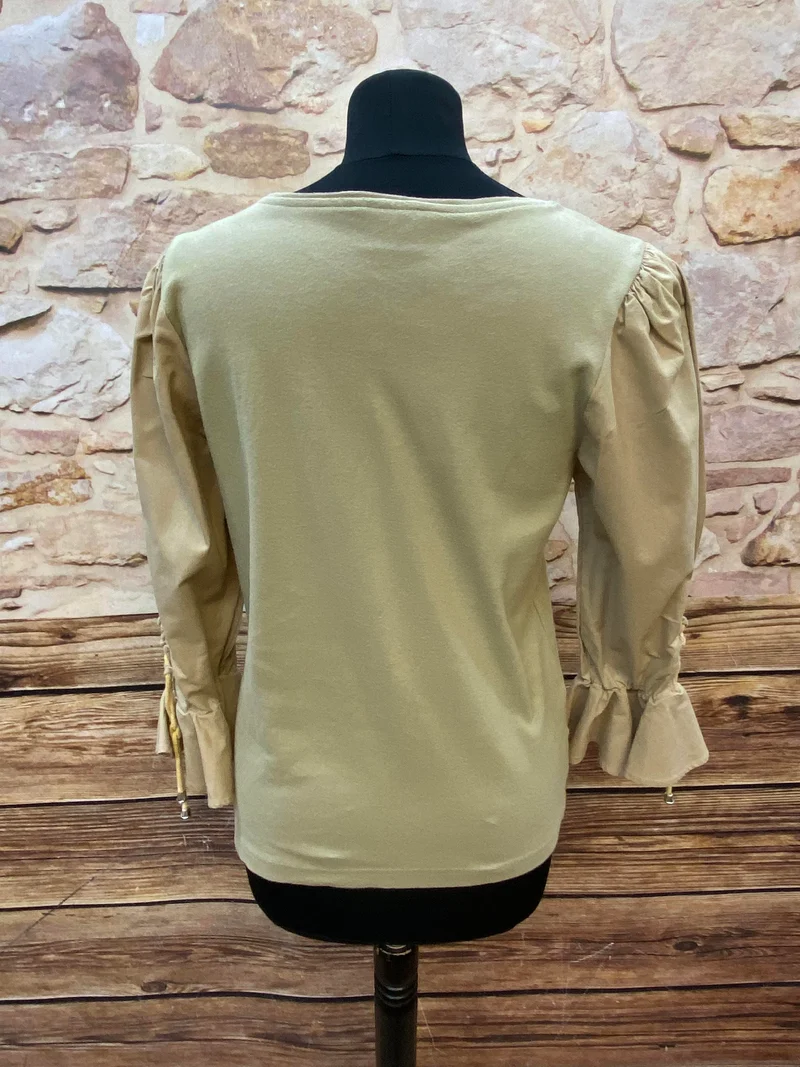 Vintage Trachtenshirt Damen Beige Gr. 36 Folk Line Landhausstil