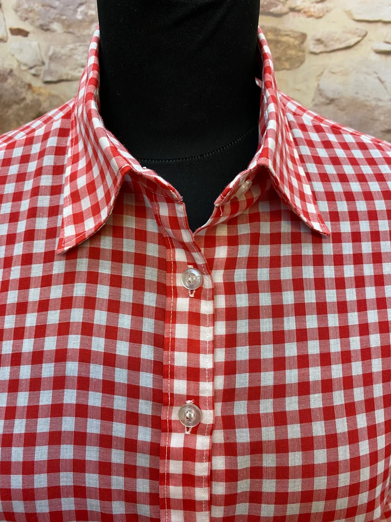 Vintage Trachtenbluse rot weiß kariert Gr. 42
