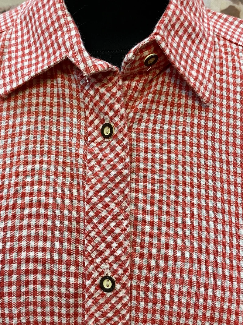 Vintage Trachtenbluse Hammerschmid rot weiß kariert Gr. 42