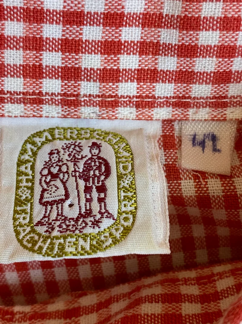 Vintage Trachtenbluse Hammerschmid rot weiß kariert Gr. 42