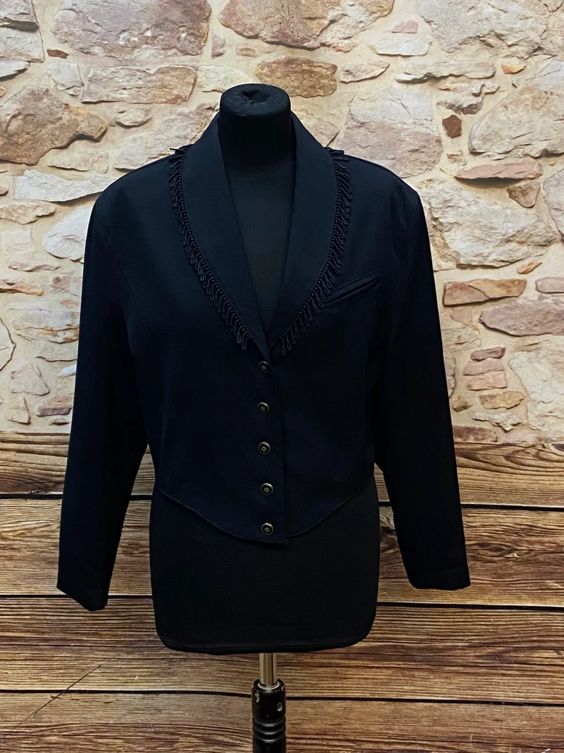 70er Jahre Schwarze Vintage-Jacke Gr.38