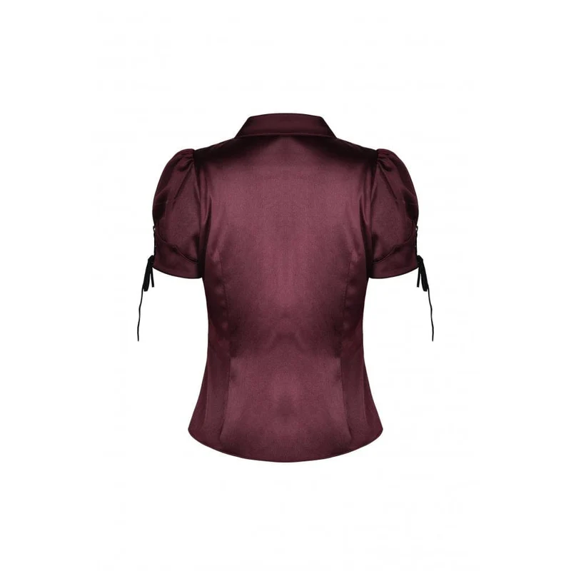 Gothic Rüschenhemd mit kurzen Puffärmeln für Damen in Rot