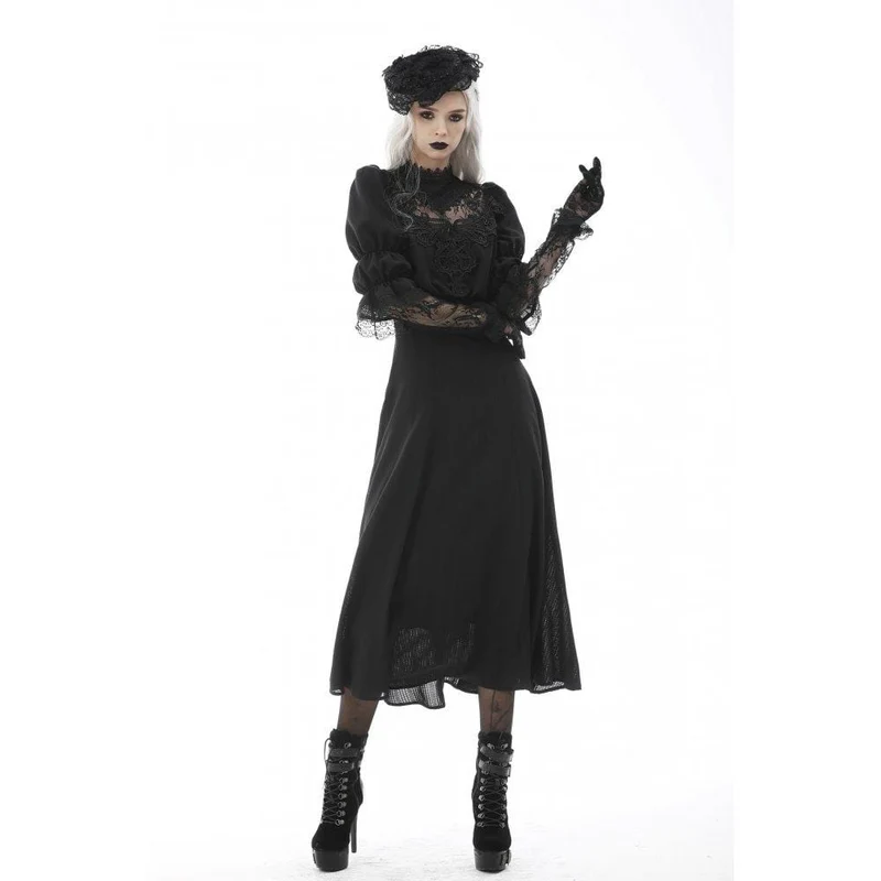 Damen Gothic Stehkragen Spitzenspleiß Maxi Brautkleid