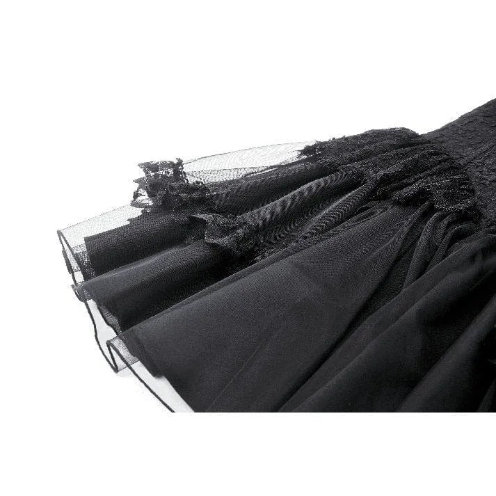 Gothic-Kleid für Damen, tief ausgeschnitten, mehrlagig, Partykleid, Abschlusskleid