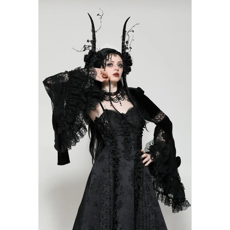 Gothic-Umhang aus Spitze mit Rüschen für Damen