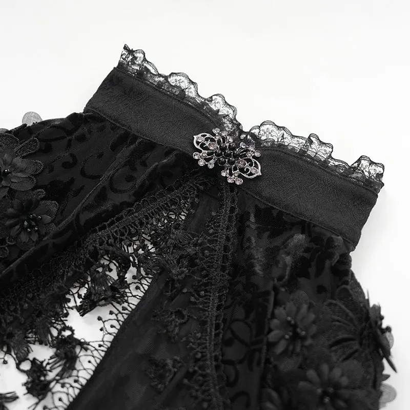 Gothic Umhang mit Spitzenquasten für Damen
