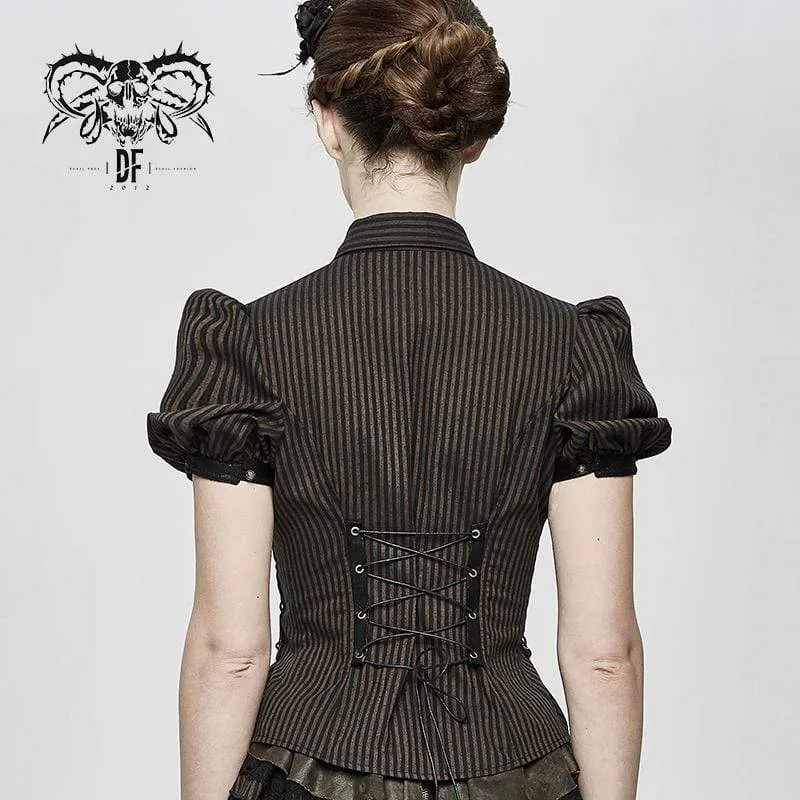Damen Schnür-Steampunk-Kurzarmhemden