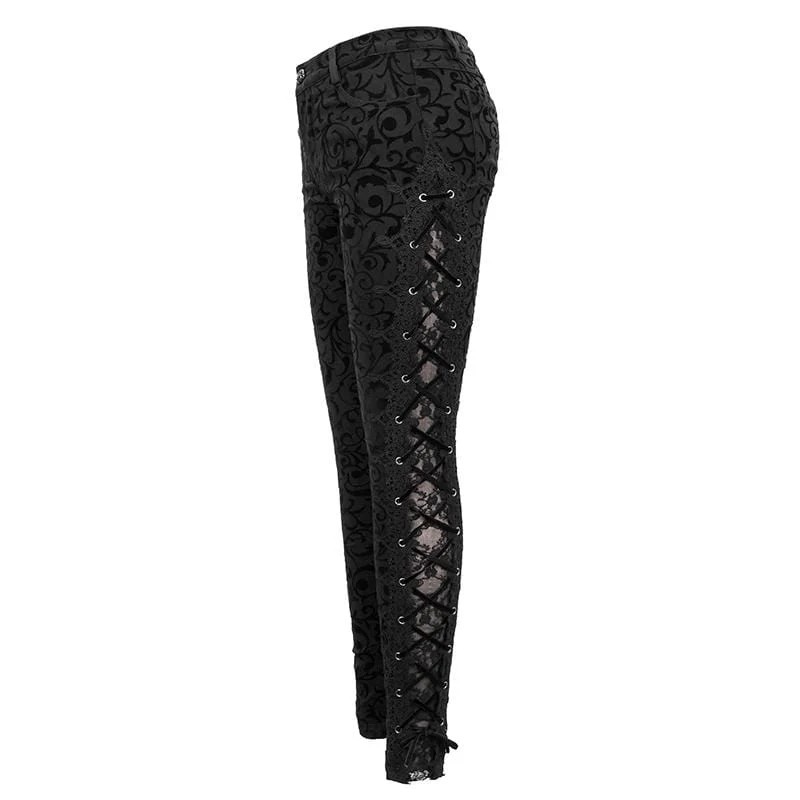 Damen Gothic Strappy Jacquard Leggings