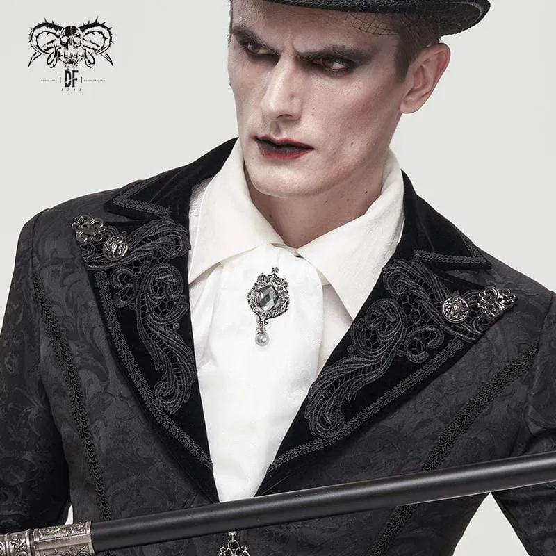 Gothic-Krawatte mit Blumenmuster für Herren Weiß