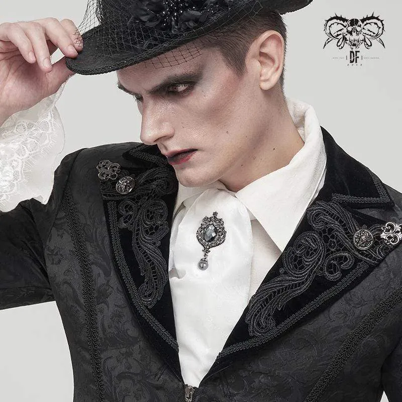 Gothic-Krawatte mit Blumenmuster für Herren Weiß