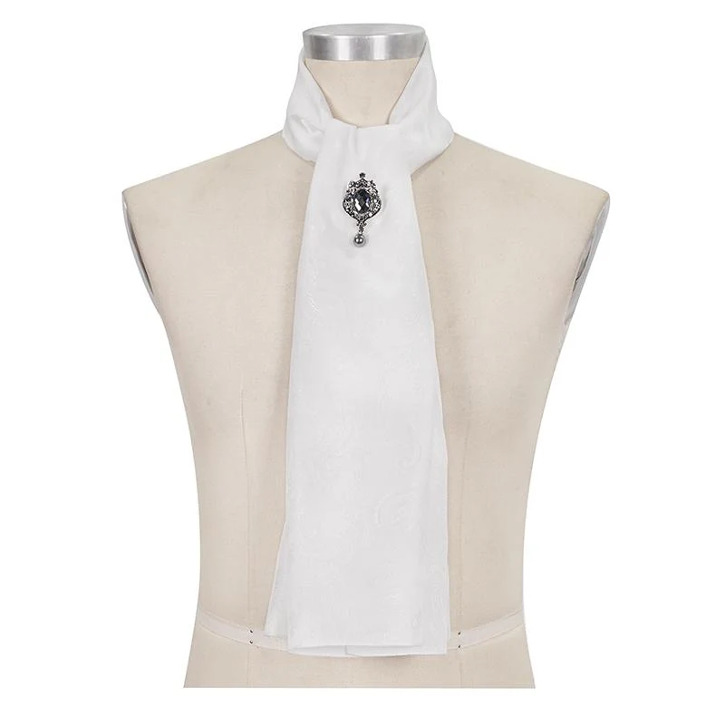 Gothic-Krawatte mit Blumenmuster für Herren Weiß
