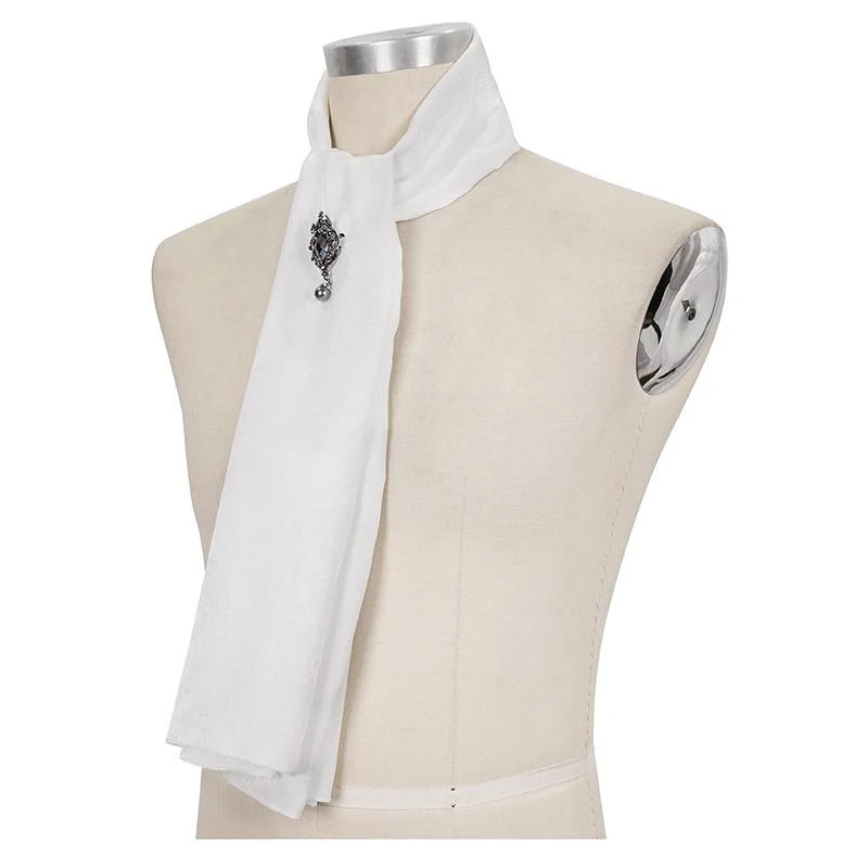 Gothic-Krawatte mit Blumenmuster für Herren Weiß