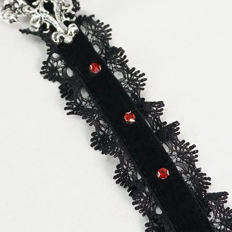 Gothic-Halskette mit Perlen und Spitzensaum für Damen