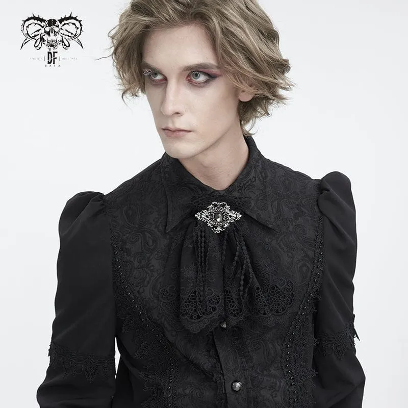 Herren-Kragen mit Gothic-Blumenstickerei und Rüschenspitze