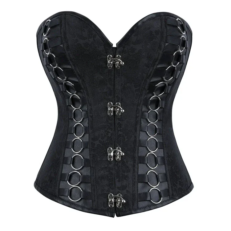 Gothic-Schnürkorsett für Damen mit Ringen und Schnallen