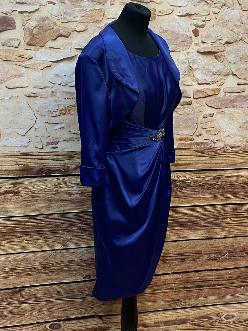 Cocktailkleid navy mit Jäckchen Set Gr. 38 elegant