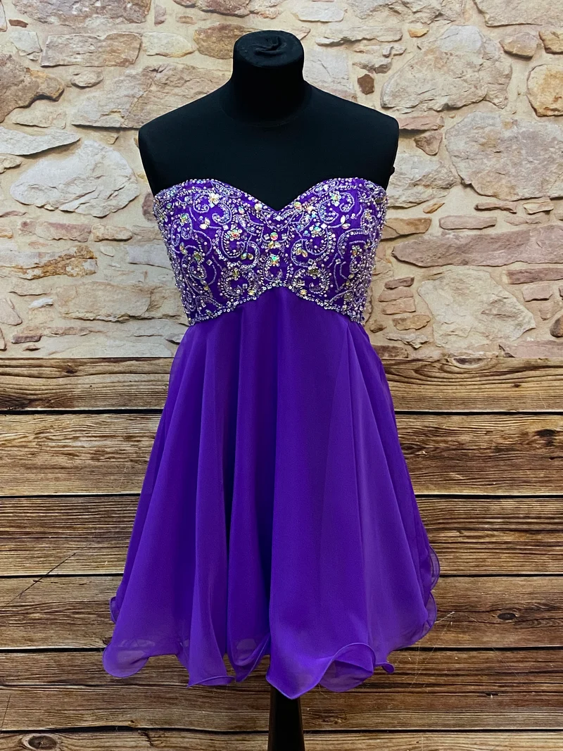 Cocktailkleid lila Perlen Pailletten Mari Lee Gr. 40