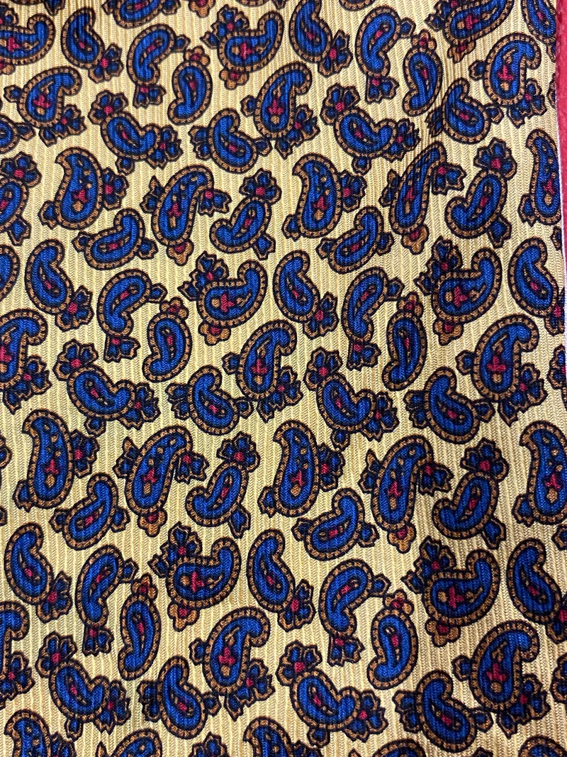 Vintage Ascot Schal Seide Paisley Creme Blau – Retro Schalkrawatte Herren