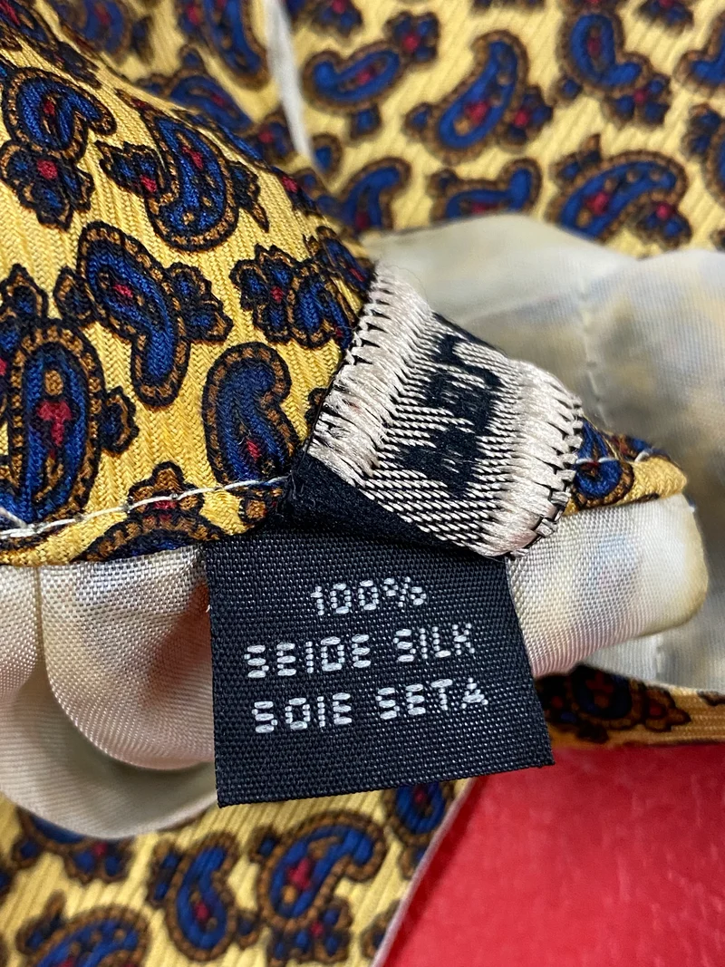 Vintage Ascot Schal Seide Paisley Creme Blau – Retro Schalkrawatte Herren