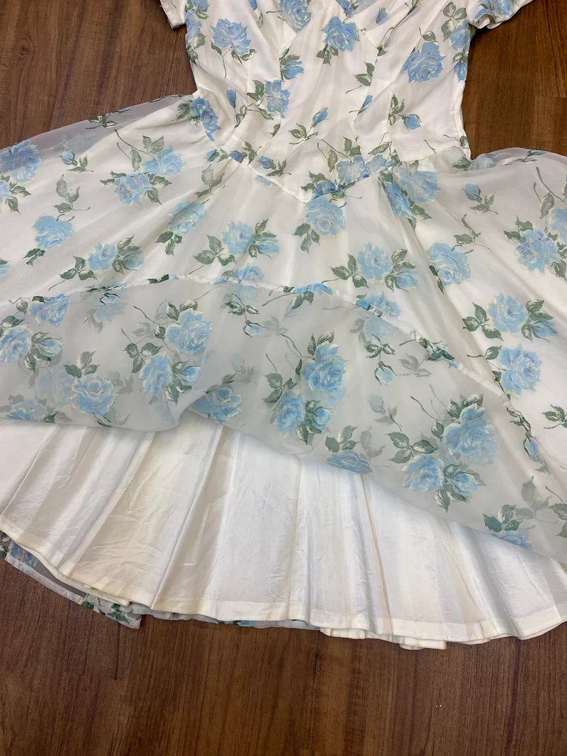 True Vintage Petticoatkleid Blau-Grün Gr. 36 – 50er Jahre