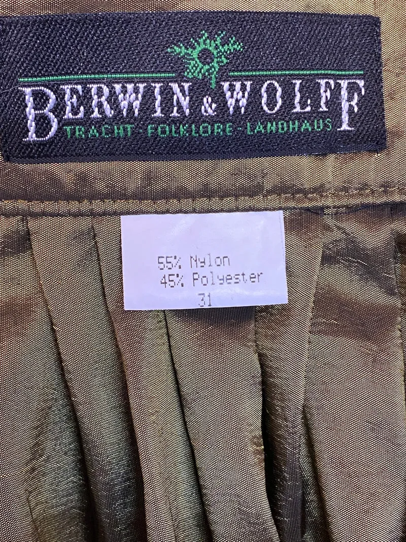 Vintage Dirndlschürze olive - Berwin und Wolff, lang