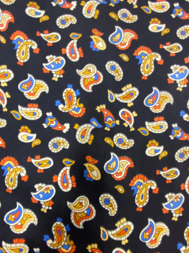 Vintage Ascot Krawatte Paisley Schwarz Bunt – Retro Schalkrawatte Herren