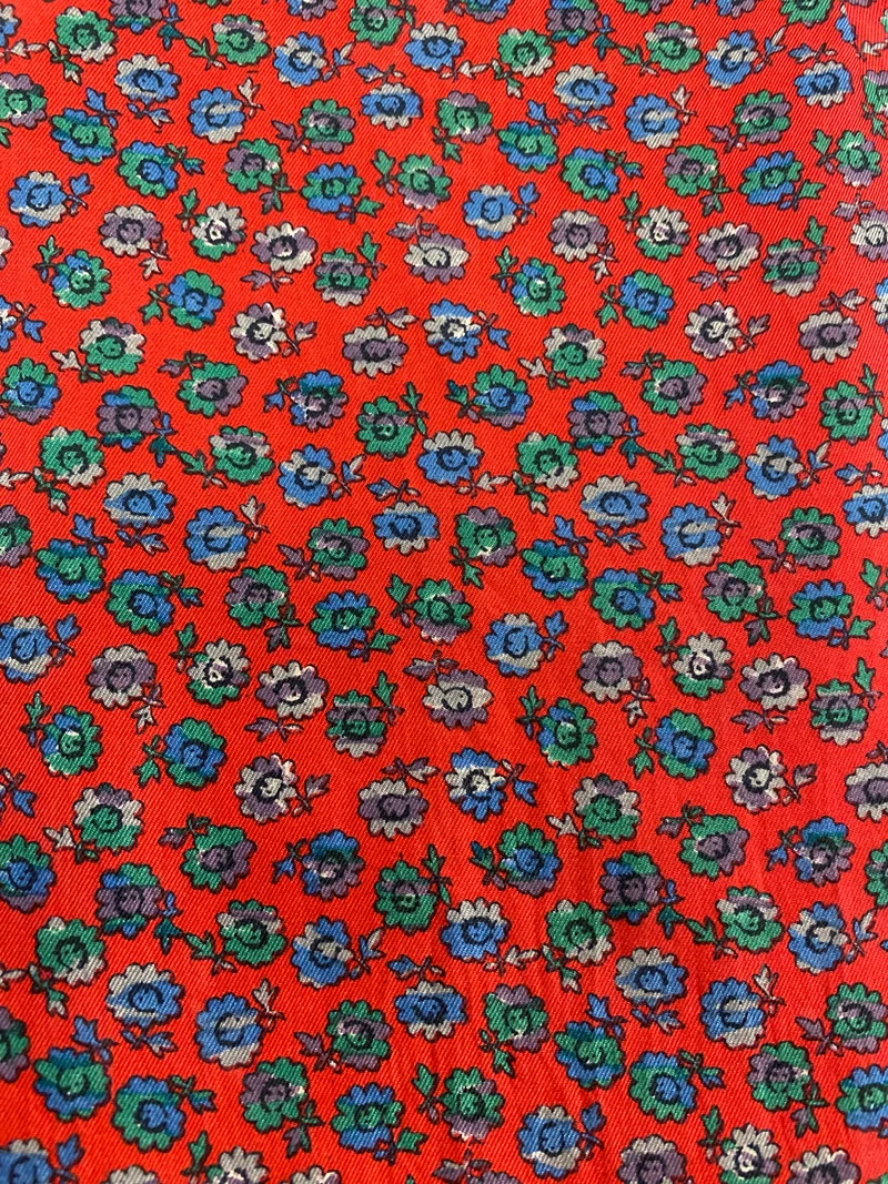 Vintage Ascot Krawatte Rot Geblümt Seide – Maestro Italy Schalkrawatte Herren