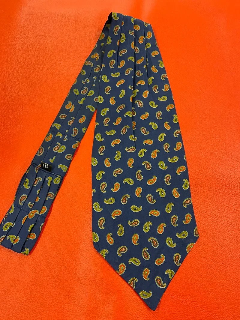 Vintage Ascot Schal Seide Dunkelblau Paisley – Retro Herren Schalkrawatte