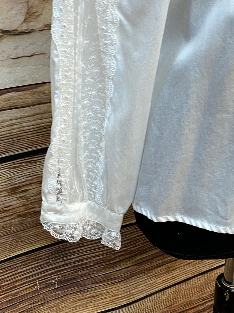 Steampunk-Bluse mit Rüschen weiß Viktorianisch Gothic Gr.36