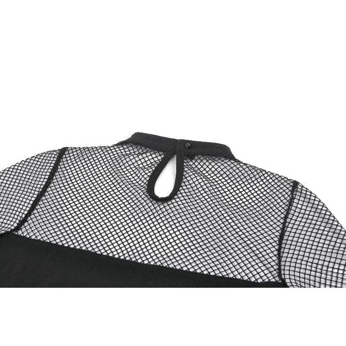 Damen Punk Cut-out Mesh Splice Top mit Schnallenriemen