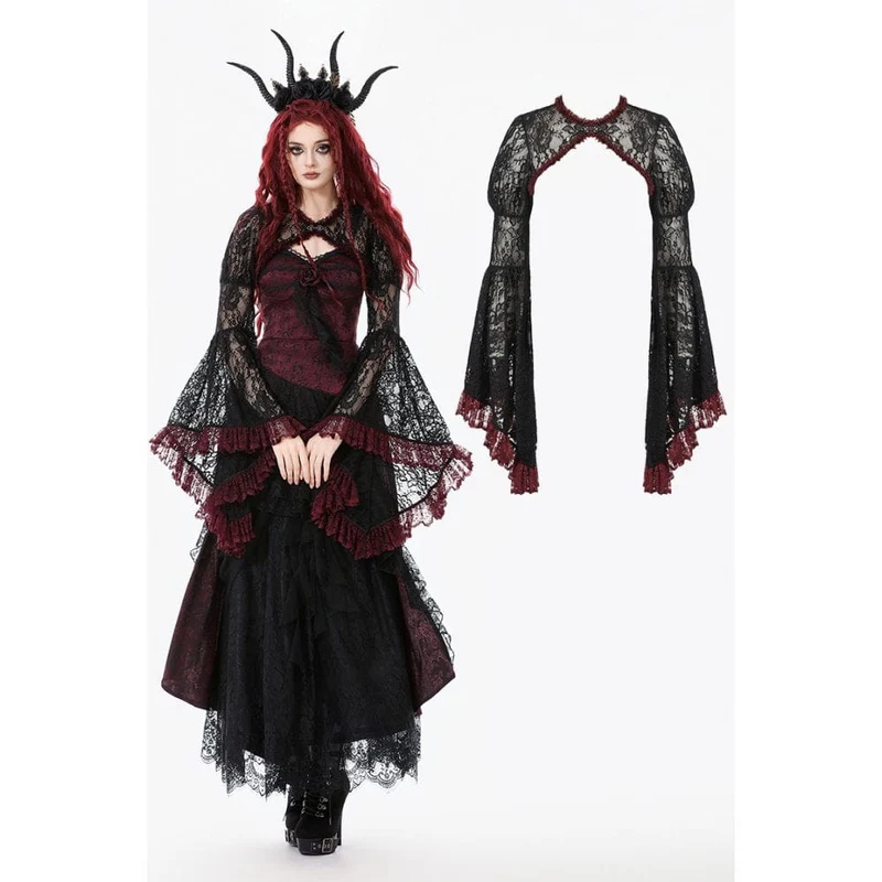 Gothic-Umhang mit Blumenspitze in Kontrastfarbe für Damen