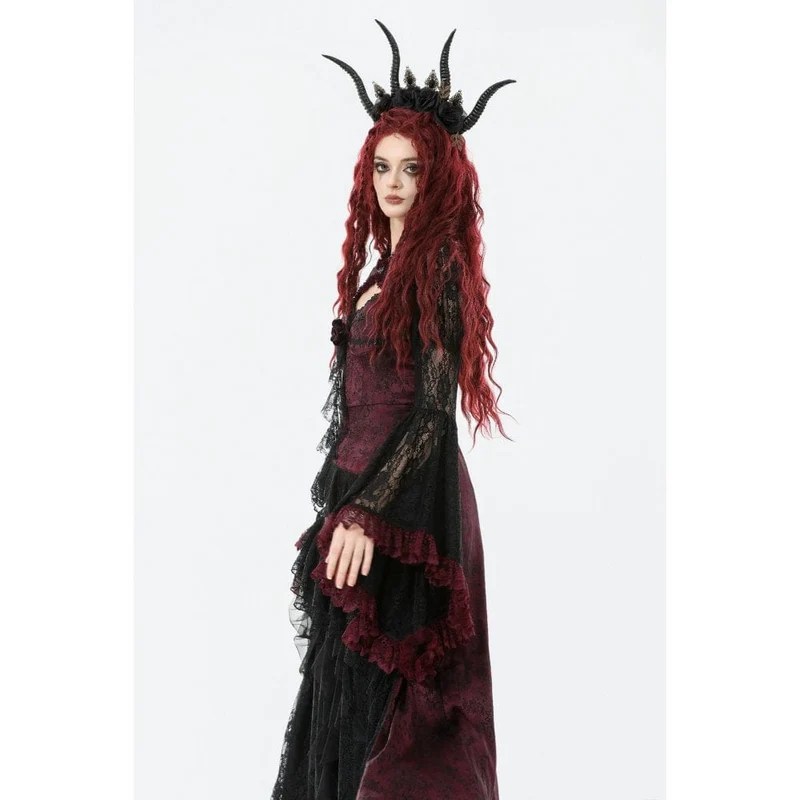 Gothic-Umhang mit Blumenspitze in Kontrastfarbe für Damen