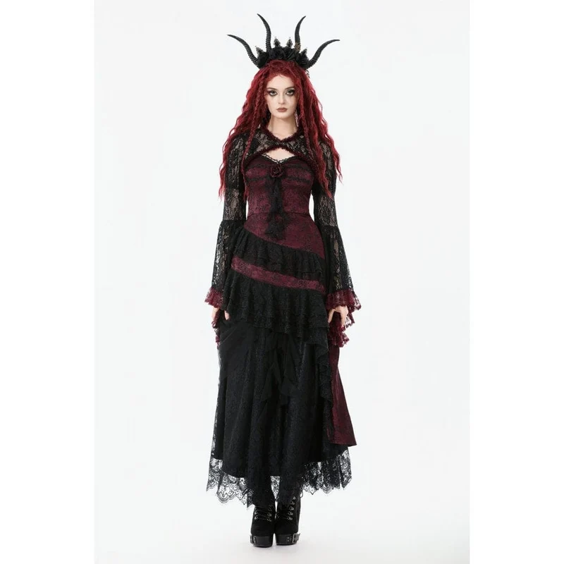 Gothic-Umhang mit Blumenspitze in Kontrastfarbe für Damen