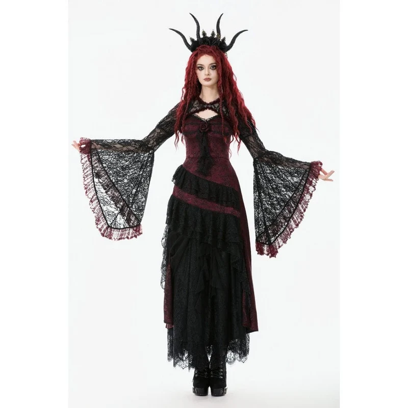 Gothic-Umhang mit Blumenspitze in Kontrastfarbe für Damen