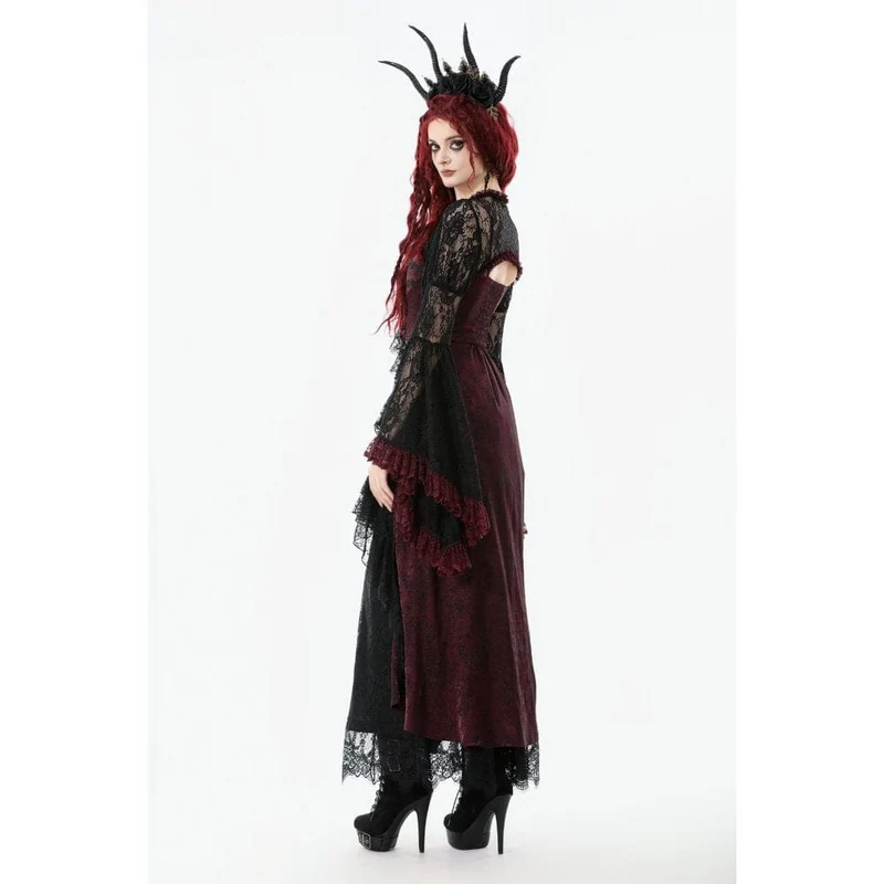 Gothic-Umhang mit Blumenspitze in Kontrastfarbe für Damen