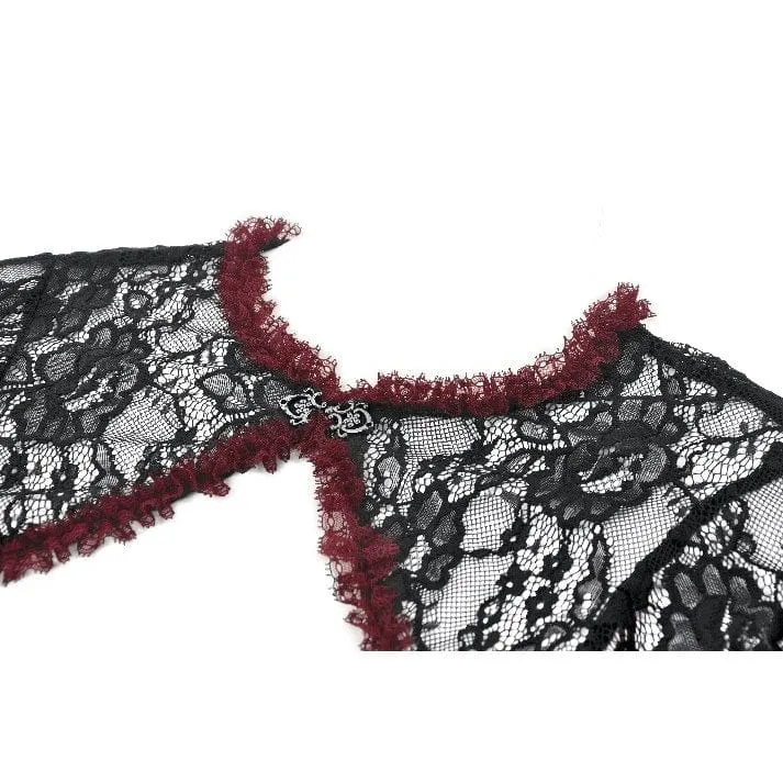Gothic-Umhang mit Blumenspitze in Kontrastfarbe für Damen