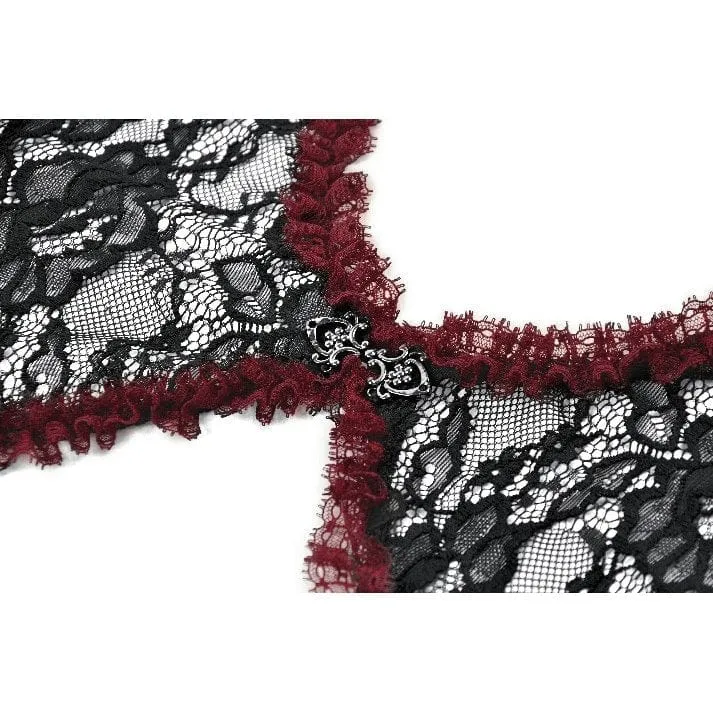 Gothic-Umhang mit Blumenspitze in Kontrastfarbe für Damen