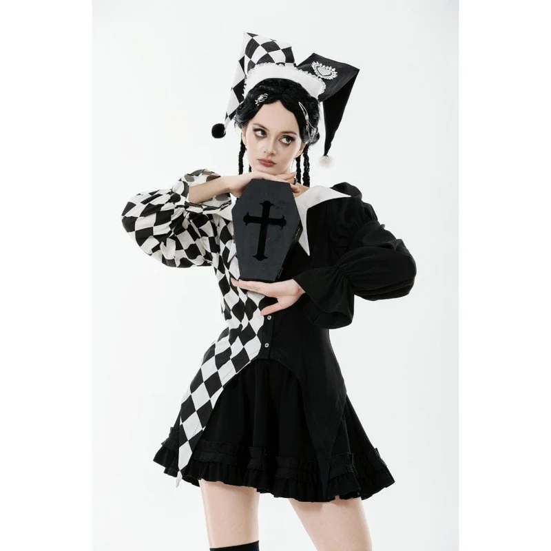 Gothic Harlekinhut in Kontrastfarbe für Damen