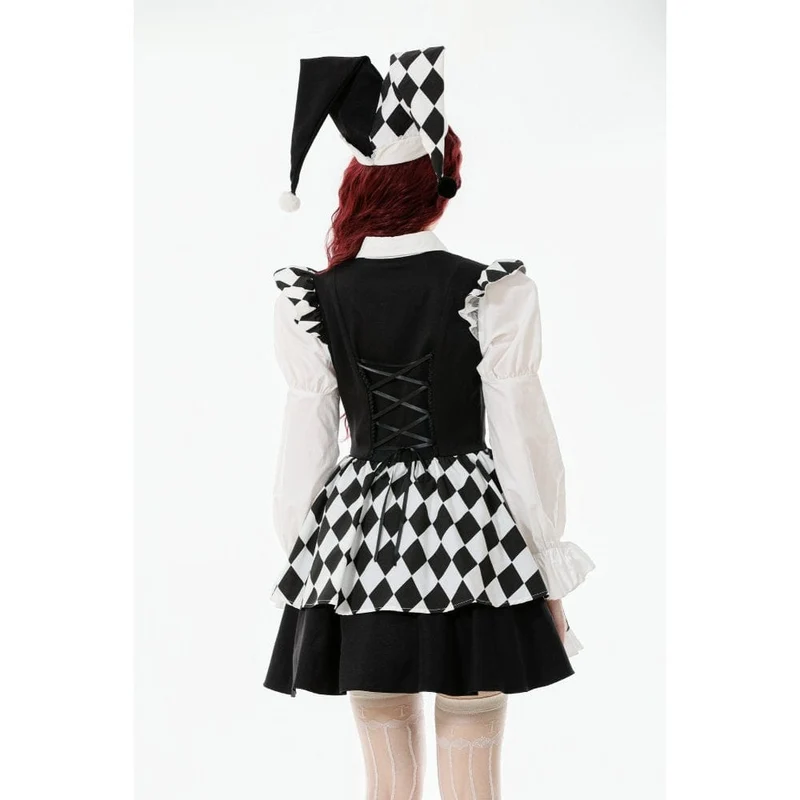 Gothic Harlekinhut in Kontrastfarbe für Damen