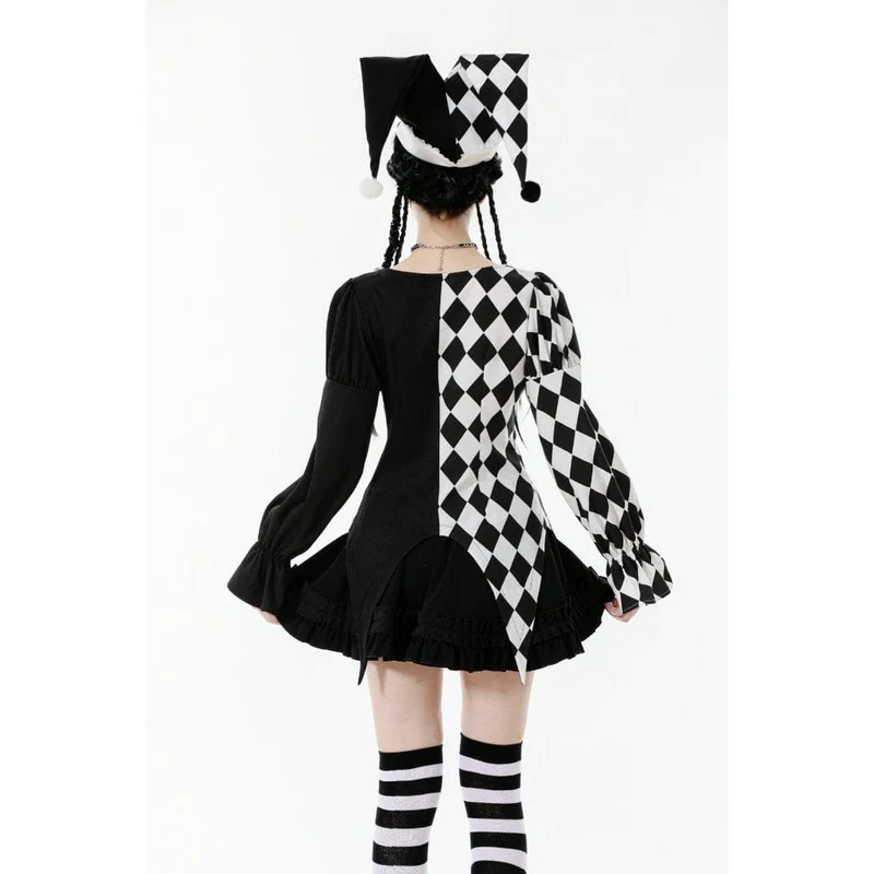 Gothic Harlekinhut in Kontrastfarbe für Damen
