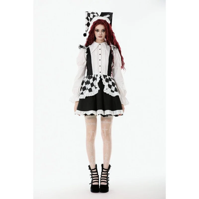 Gothic Harlekinhut in Kontrastfarbe für Damen