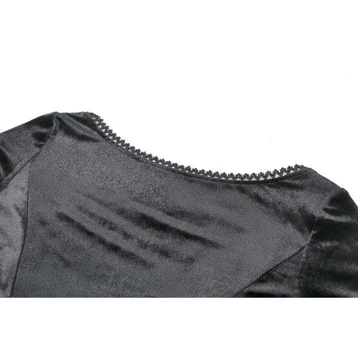 Gothic-Oberteil aus Samt mit quadratischem Kragen und ausgestellten Ärmeln für Damen