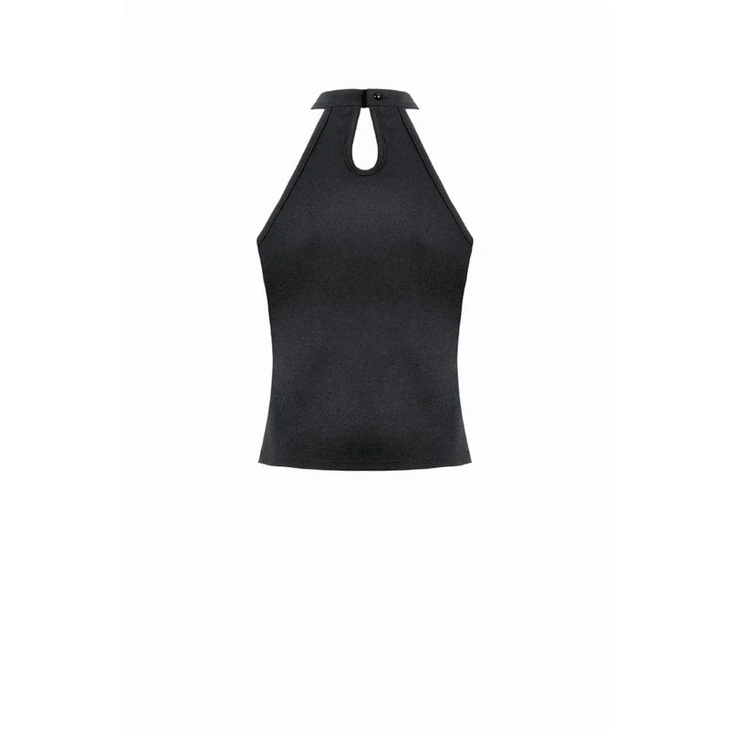 Damen Punk Neckholder-Top mit Ösenträgern und Mesh-Panel