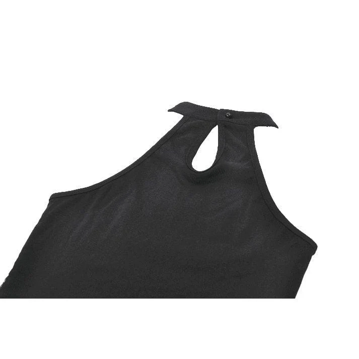 Damen Punk Neckholder-Top mit Ösenträgern und Mesh-Panel