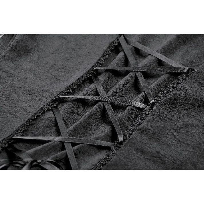 Gothic-Brautkleid für Damen mit Stehkragen, Rüschen, ausgestellten Ärmeln und Mesh-Einsätzen