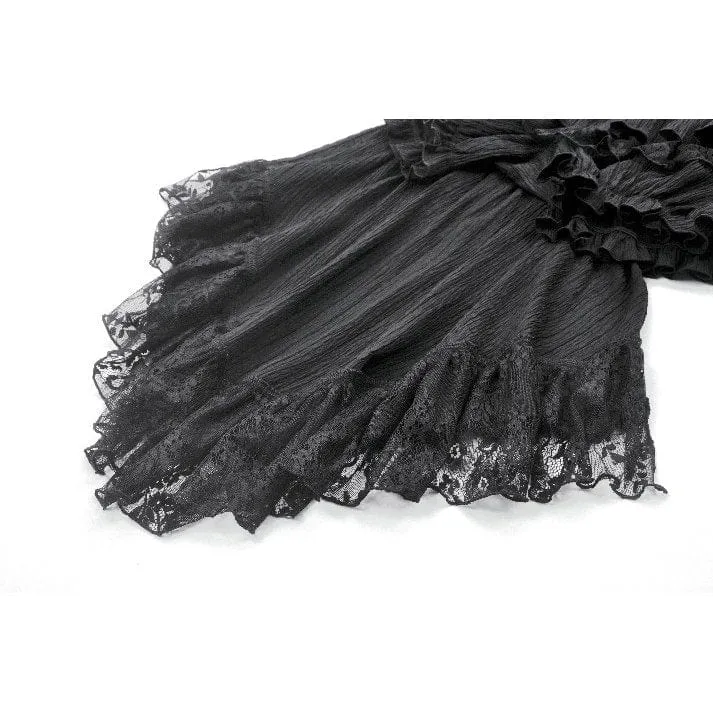 Gothic-Shorts mit Schnürung und Rüschen im Schwalbenschwanz-Stil für Damen