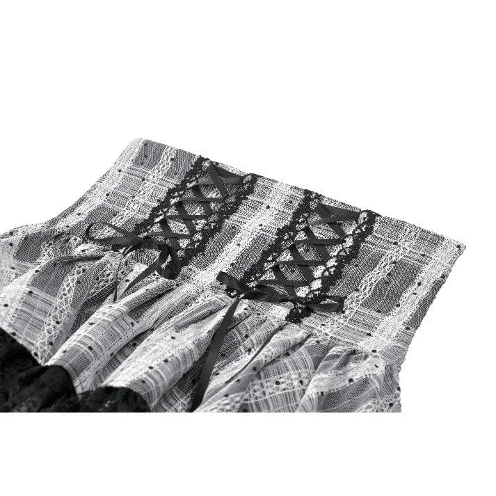 Gothic-Rock mit Lagensaum und Schnürung und hoher Taille für Damen