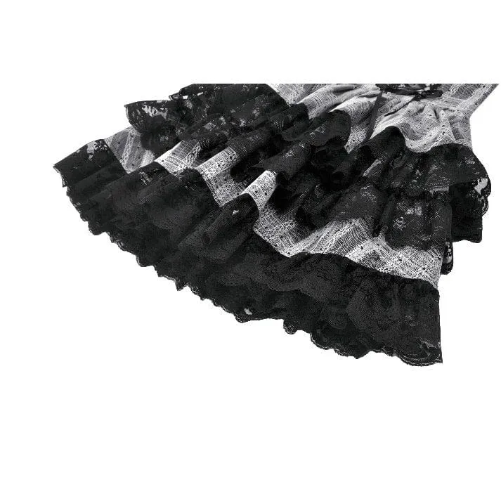 Gothic-Rock mit Lagensaum und Schnürung und hoher Taille für Damen